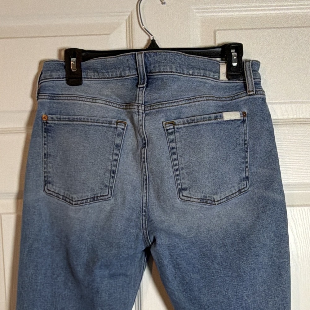 7 For All Mankind Women's Skinny Jeans Light Wash Blue Denim Stretch Size 30 - Picture 5 of 9